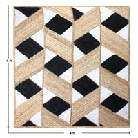 Indijski geometrijski tepih ručno izrađen od bež i crne Jute od jute za dnevni boravak, spavaću sobu, blagovaonicu, vanjski tepih