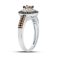 Dijamantna ponuda ženski prsten od bijelog zlata od 10 karata s okruglim smeđim dijamantom u obliku dijamanta