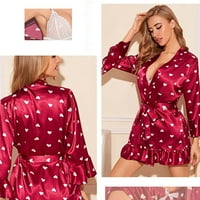 Ženski cvjetni satenski čipkasti gornji dio i kratke hlače pidžama Set s ogrtačem seksi modni čipkasti kardigan kućna odjeća