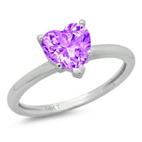 2. dijamantni prsten Solitaire od bijelog zlata 18k imitacija transparentnog dijamant u obliku srca SZ 6