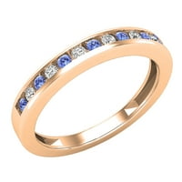 18k ružičasti zlatni zaručnički prsten od ružičastog zlata, veličine 9,5 za žene s okruglim Tanzanitom i bijelim dijamantnim vjenčanim