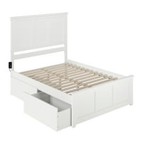 Madison Queen Wood platforma krevet s odgovarajućom pločom uzglavlja postavljenim u bijeloj boji