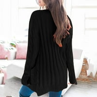 2 ošišani džemperi za žene, ženski kardigani dugih rukava s otvorenim prednjim dijelom, pleteni drapirani džemperi, Crna gornja odjeća,