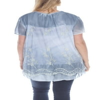 Ženska bluza veličine plus veličine s kratkim rukavima i čipkastim prekrivačem