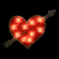 18 osvijetljeno crveno srce sa strelicom, ukras siluete prozora za Valentinovo