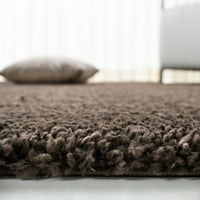 Jednobojni plišani tepih od paperja, smeđi, 6' 9'