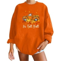 Majice za Dan zahvalnosti za žene-ležerna majica s printom bundeve s dugim rukavima širokog kroja s okruglim vratom narančasta Veličina