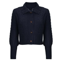 Ženski jesenski pleteni džemper s dugim rukavima Casual teški džemperi s dugmadima jednobojna ošišana jakna ulična odjeća jesenski