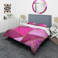DesignArt 'Žuti trokutasti sastav nad nijansama ljubičaste i ružičaste' Modern & suvremeni set pokrivača