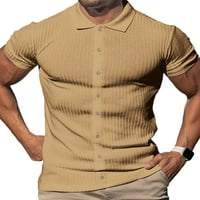 Muške majice s kratkim rukavima, ljetne majice kratkih rukava, polo majica s reverom, klasična 3-inčna kaki bluza za trčanje na kopčanje