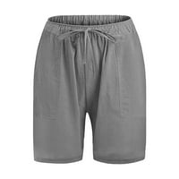 Muške kratke hlače od pamuka i lana, ljetne Ležerne kratke hlače za plažu s elastičnim pojasom S vezicama i džepovima, hlače za plažu