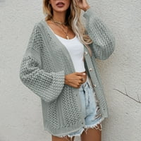 Ženski džemperi i kardigani, pleteni kardigani širokog kroja, preveliki džemperi s omotom, kaputi u sivoj boji