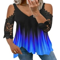 Ženska labava majica s izrezom u obliku slova u, boho bluza od tunike s volanima, majica za plažu s ramena, pulover