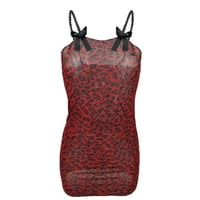 Seksi donje rublje za žene, Mini haljina s crvenim leopard printom, pripijena haljina s naramenicama, spavaćica, pidžama