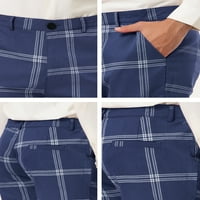 Jedinstvene ponude muške karirane hlače casual Slim Fit Flat Front Provjerene hlače