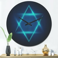 Designart 'Plava Neonska zvijezda Davida' Moderni zidni sat