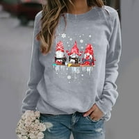 Slatke božićne Dukserice za žene, Gnom grafičke košulje, ležerni pulover s dugim rukavima, džemper s okruglim vratom