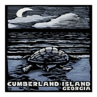 Otok Cumberland, ga, morska kornjača na plaži, grebalica