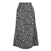 Održiva ženska modna proljetno-ljetna svestrana šifonska suknja s leopard printom s prorezom u struku, Crni;