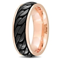 Miabella muški ružičasti zlato i crni rutenij bljeskalica je pozlaćena sterling srebrna link dizajna prsten