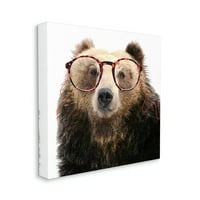 Stupell Smiješan grizli medvjed Nose naočale životinje i insekti slikati galerija omotana platna print zidna umjetnost