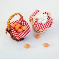 Minijaturna košarica za jaja - crvena Karirana tkanina sa smolastim jajima-dječji pokloni, dekoracija scene kućica za lutke
