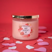 Kolonijalna svijeća sretna Valentinova mirisna staklena svijeća, fitilj, ružičasta, 14. oz - do sati gori