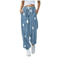 Široke hlače s visokim strukom Za Žene, Ležerne hlače s modnim printom na vezicu i elastičnim pojasom
