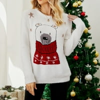 Božićni ženski pulover s tiskanim džemperom s okruglim vratom, džemperom, džemperom za božićno drvce, puloverom, debelim džemperom