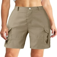 Seksi plesne ljetne kratke hlače srednjeg rasta za žene, kratke hlače na plaži do koljena, ravne hlače, džepne bermude, bijele 2