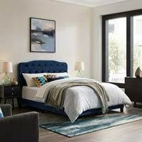 Krevet Amelije King presvučen baršunom u tamnoplavoj boji