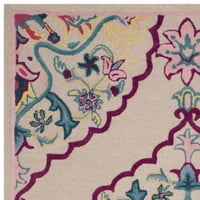 Cvjetni tepih od vune, Svijetloružičasti Multi, 4' 6'