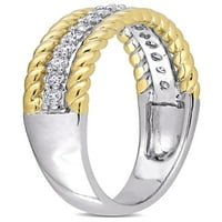 10k dijamantni zaručnički prsten od bijelog i žutog zlata u pletenici