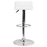 Svijetli namještaj Moderna barska stolica od bijelog vinila s podesivom visinom, zdepastim sjedalom u obliku vala i kromiranom bazom