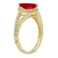 Crveni imitirani Rubin rez markiza od 1,2 karata u žutom zlatu od 14 karata, vjenčani prsten s aureolom za godišnjicu braka, veličina