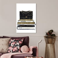 Wynwood Studio Fashion and Glam Wall Art Print 'Memorije lutke - Kolekcije zlatne modne knjige' Torbe - crno, zlato