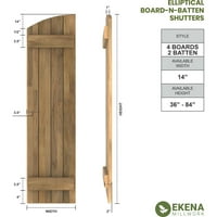 Ekena Millwork 14 W 49 h Americraft Four Board Vanjsko pravo Real Wood spojeno je kapke od ploče-n-battena s eliptičnim vrhom, prated