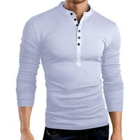 Bluza udoban gornji dio Muški rukav na kopčanje dugi izrez u obliku slova U. U boji jednobojna uklopljena Muška bluza Napomena, kupite