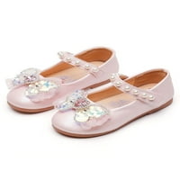 Dječje ravne sandale s remenom za gležanj u donjem rublju, cipele s mašnom, princezine vjenčane cipele, lagane udobne slatke ružičaste