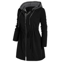 Ženska zimska jakna parka Plus size dvodijelni umjetni pamučni kaput dugih rukava crni 3-inčni