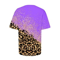 Ženske majice majice kratkih rukava s okruglim vratom Plus size casual bluza labavog kroja lagana leopard boja blok poplun grafička