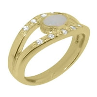 18-karatni ženski zaručnički prsten od žutog zlata britanske proizvodnje s prirodnim opalom i dijamantom - opcije veličine-veličina