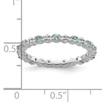 Prsten od čistog srebra s akvamarinom i dijamantom
