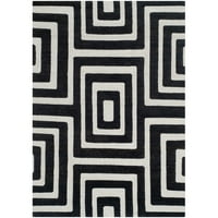 Moderni ručno pleteni vuneni tepih od 6' 9' srebrno-crne boje u dnevnoj sobi 6' 9'