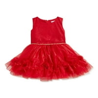 Wonder Nation Girls Tulle Rose Hem blagdanska božićna haljina s Fau Fur Capeletom, veličine 4- & Plus
