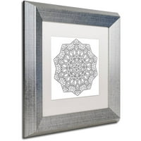 Zaštitni znak likovna umjetnost Curl Mandala Canvas Art by Kathy G. Ahrens, bijela mat, srebrni okvir