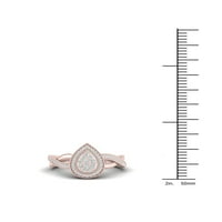 Imperial 1 4CT TDW Diamond 10K ružičasti zlatni oblik kruške klastera Halo obećanje prsten