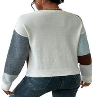 Puloveri s okruglim vratom s dugim rukavima, Višebojni ženski casual džemperi u boji, Ženski džemperi
