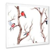 Dizajnirati 'male ptice koje sjede na granama drveća iii' tradicionalni uokvireni umjetnički tisak