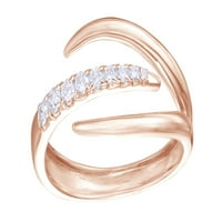 10K Bijeli prirodni dijamantni prsten s kandžama od ružičastog zlata